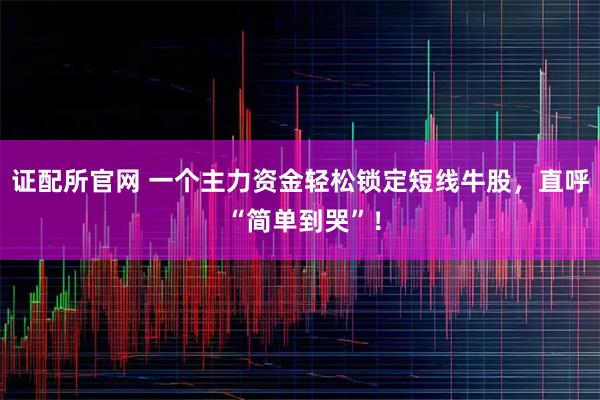 证配所官网 一个主力资金轻松锁定短线牛股，直呼 “简单到哭”！